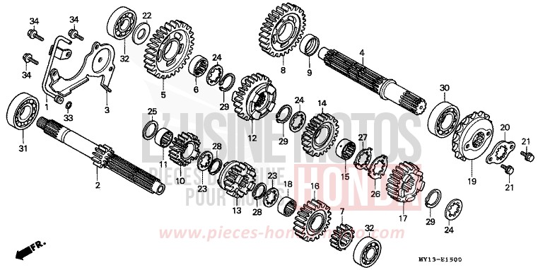 GETRIEBE von Africa Twin 750 ROSS WHITE (NH196) von 1999